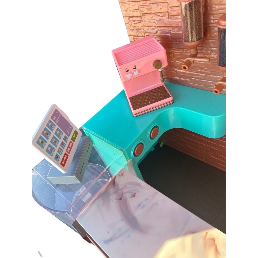 Our Generation Coffee Shop Playset for 18 Inch Dolls Pink Teal Brown OG Cafe - Picture 3 of 6